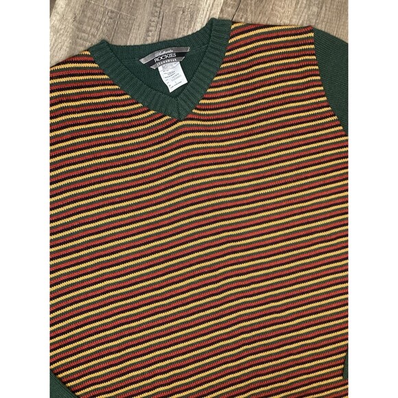 Y2K Rockies Jeanswear Sweater Large Striped V-Neck Western Cowgirl 90s Retro - Picture 3 of 6